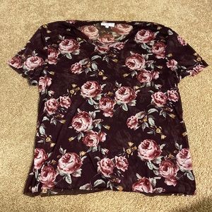 Tilly’s Ivy & Main Floral Rose Maroon Mesh Top